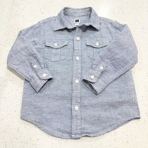 Janie and Jack Navy Striped Button Down